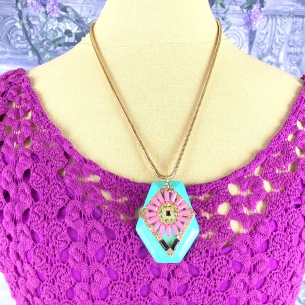 Bohemian Turquoise Jewel Tassel Duo Body‎ Necklace